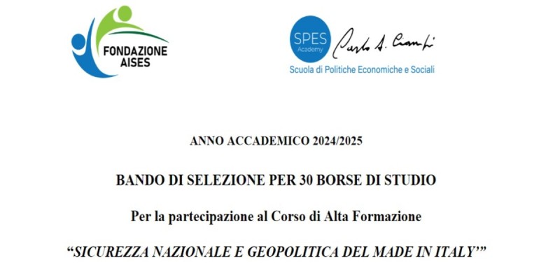 Bando di selezione per 30 borse di studio per la partecipazione al Corso di Alta formazione 